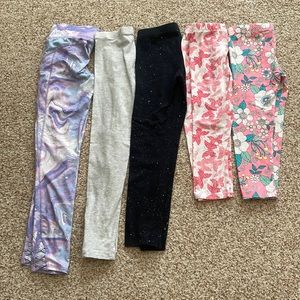 5 pieces girls leggings (2 are capris) size M (7-8)
